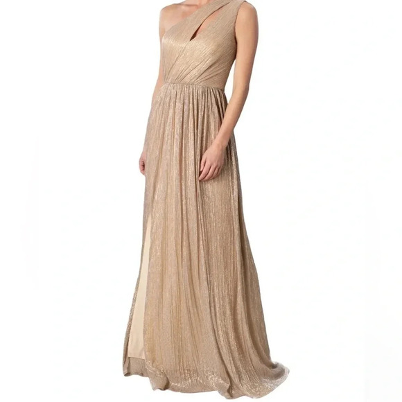 NWT Dress the Population Kienna Metallic Cutout Detail One Shoulder Gown Size Md - Picture 1 of 15